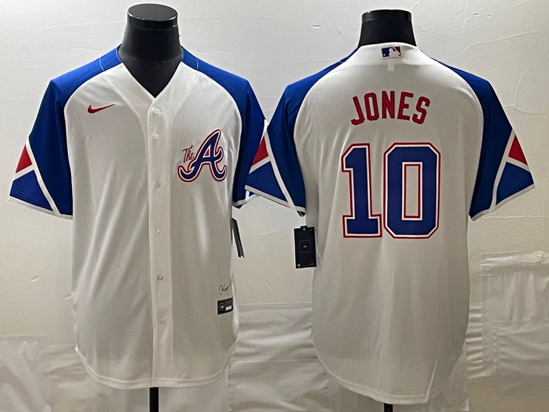 Men's Atlanta Braves Chipper Jones #10 White 2023 City Connect Jersey